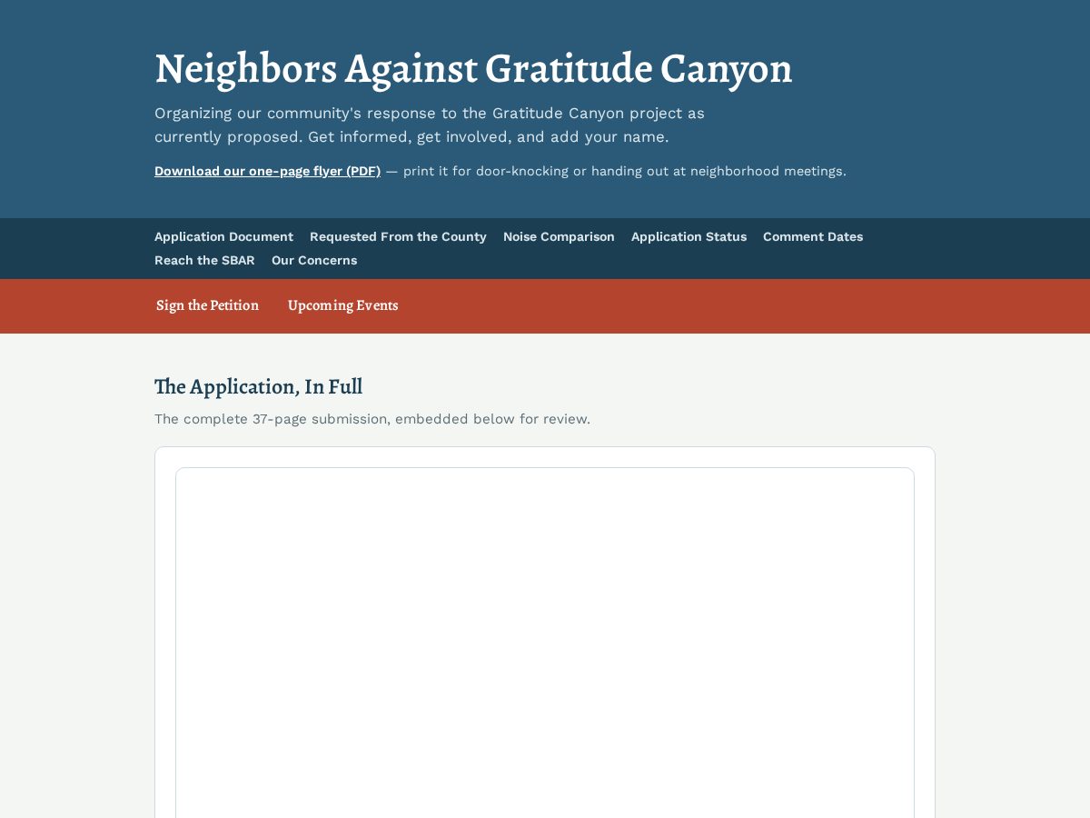 Landing-page snapshot of neighborsagainstgratitudecanyon.com