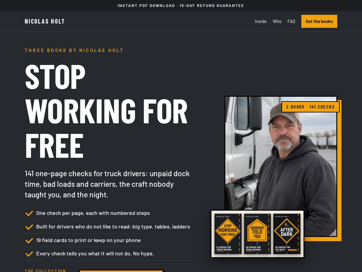 Landing-page snapshot of nicolasholtbooks.com