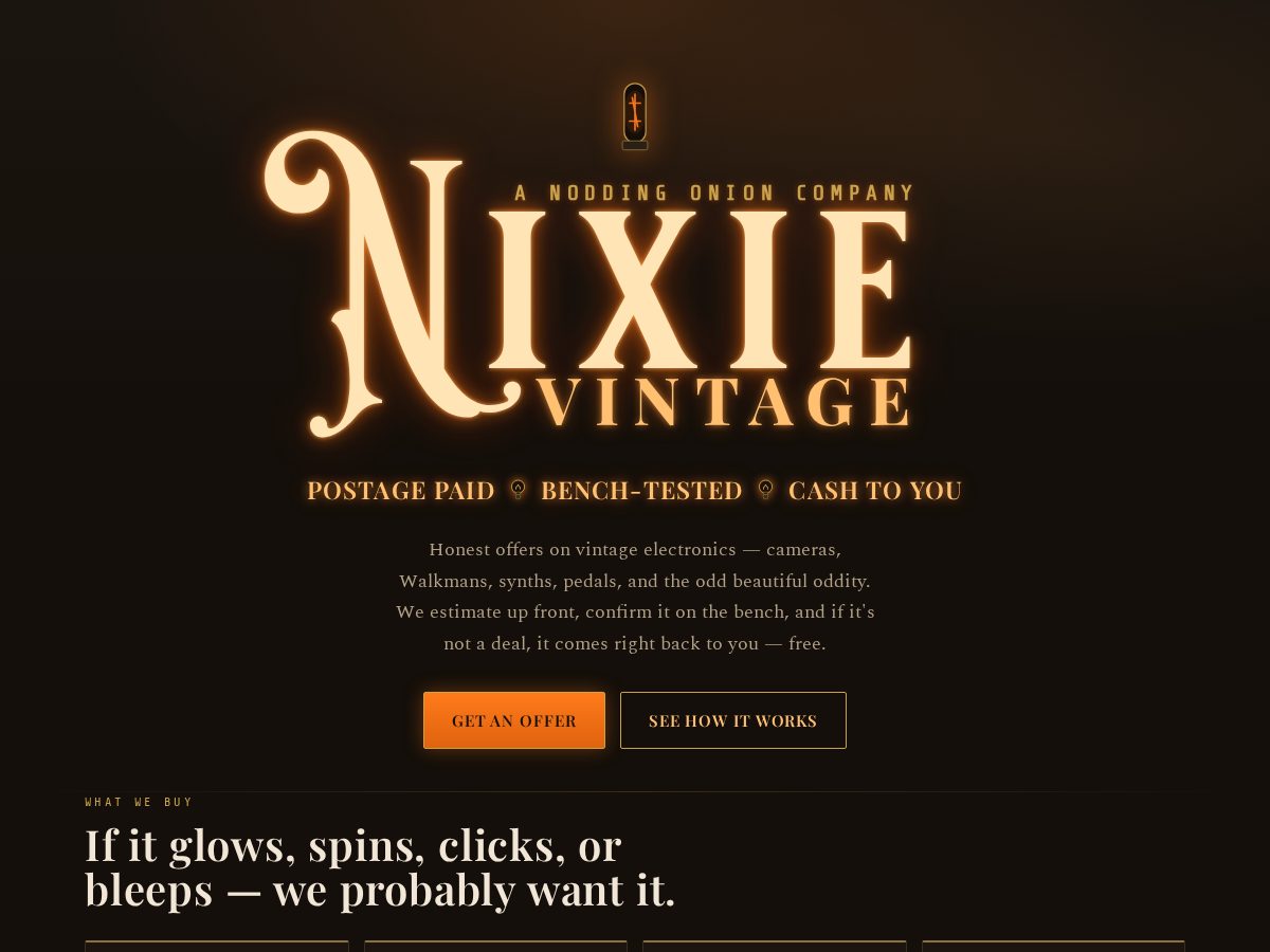 Landing-page snapshot of nixievintage.com