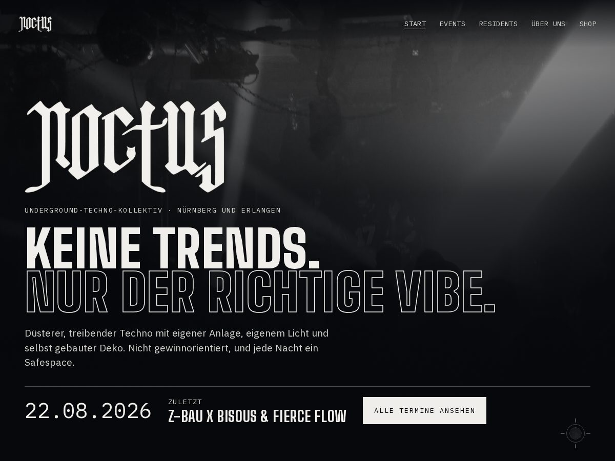 Landing-page snapshot of noctus.events
