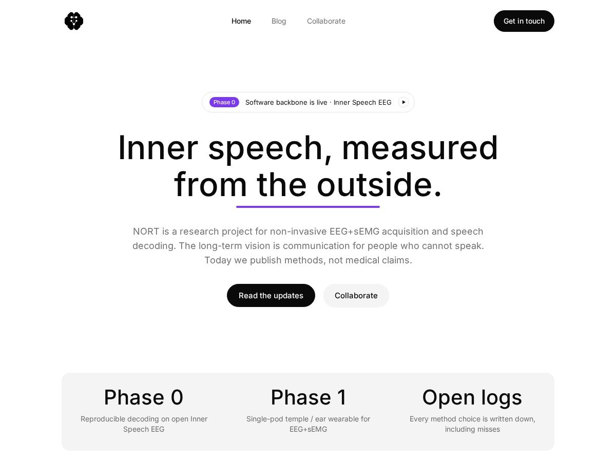 Landing-page snapshot of nortproject.systems