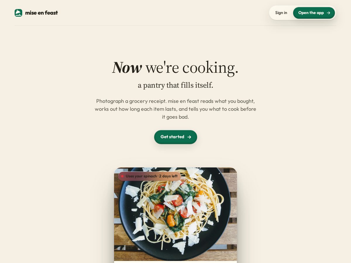 Landing-page snapshot of nowwere.cooking