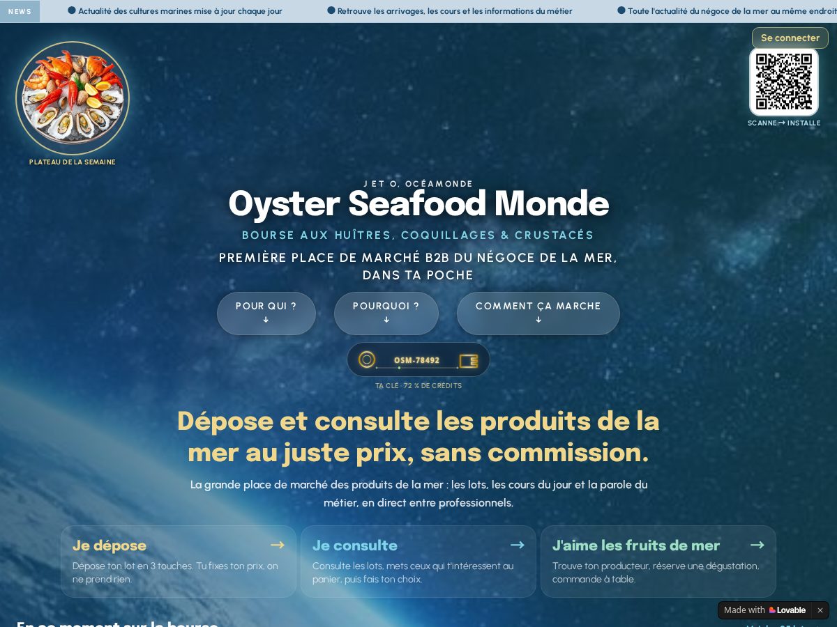 Landing-page snapshot of oceamonde.com