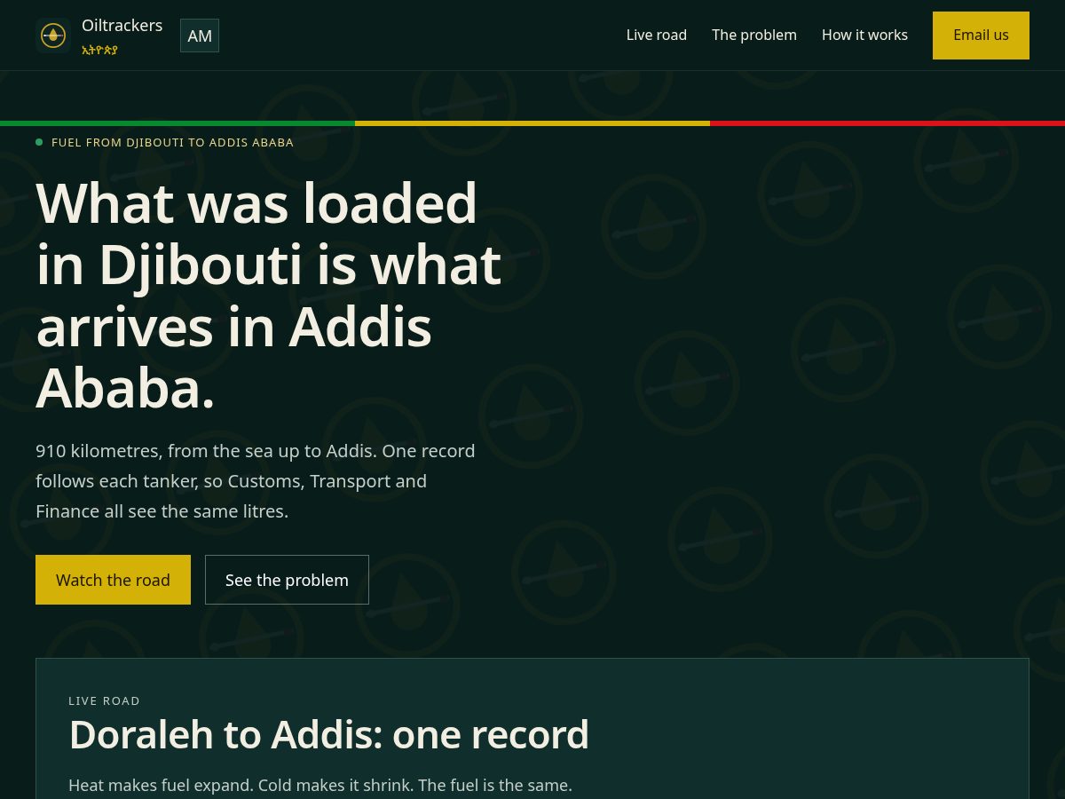 Landing-page snapshot of oiltrackers.com