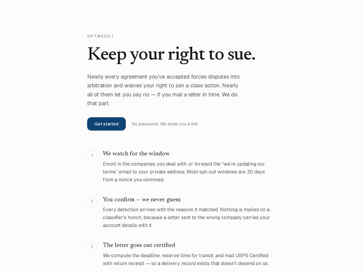 Landing-page snapshot of optmeout.fyi