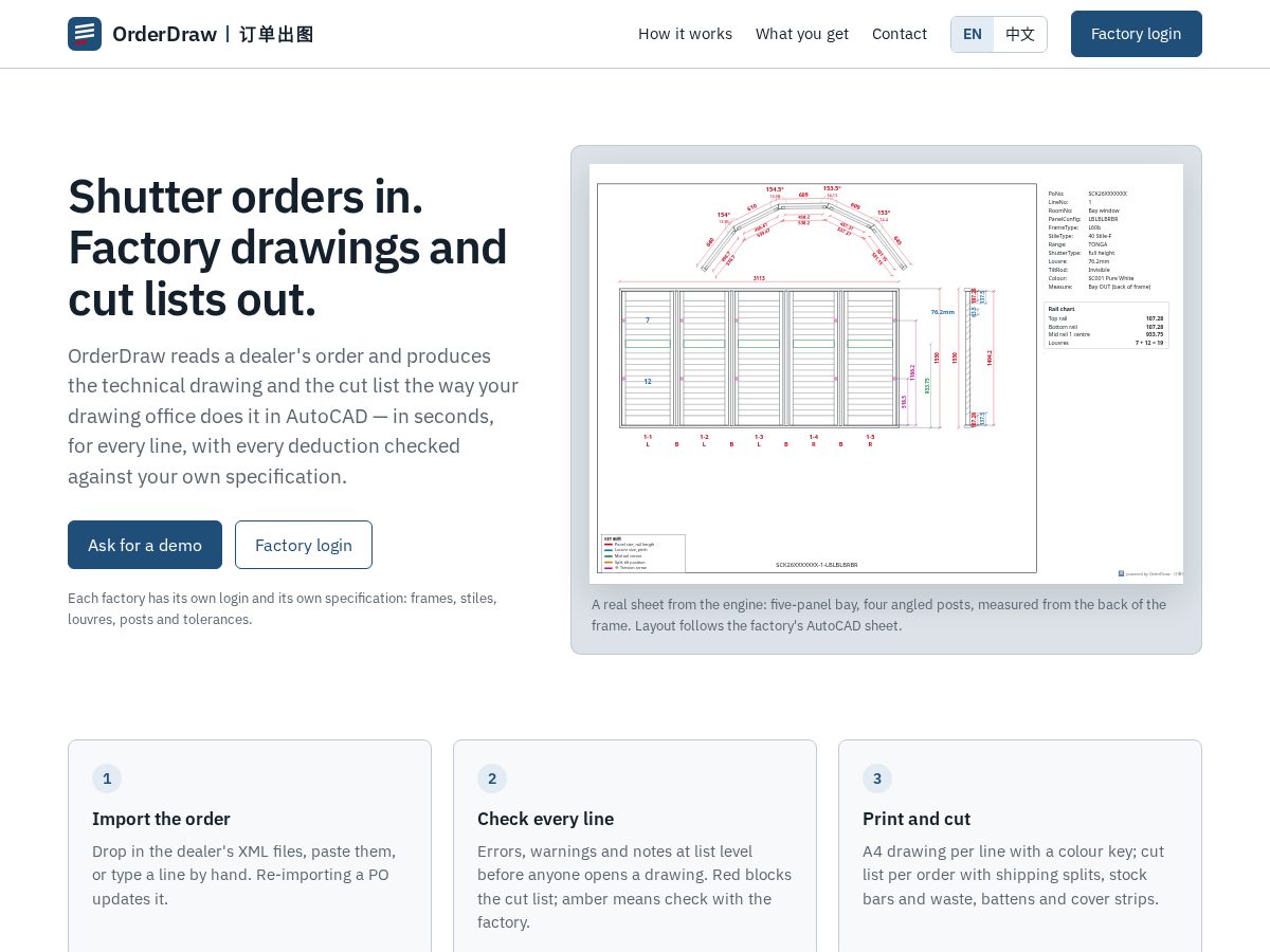 Landing-page snapshot of orderdraw.com