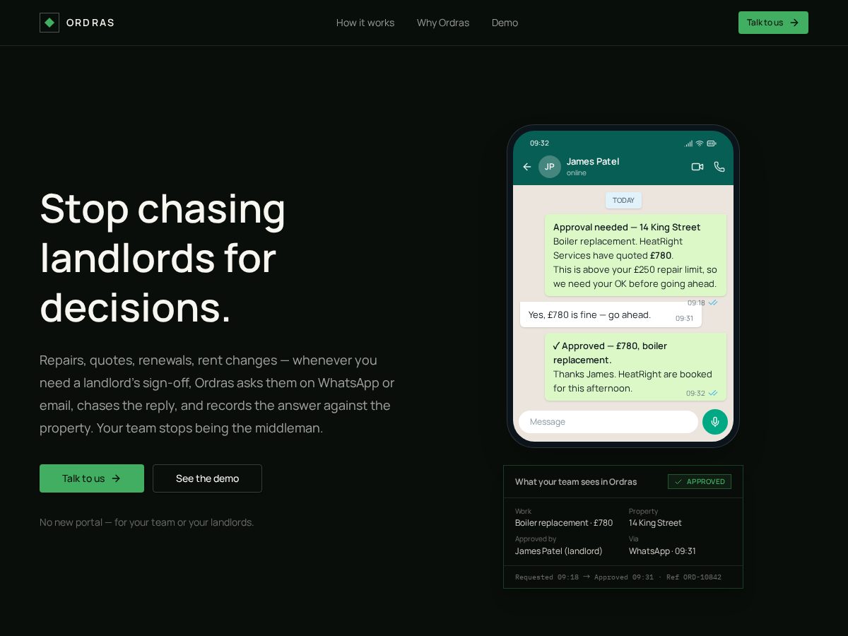 Landing-page snapshot of ordras.com