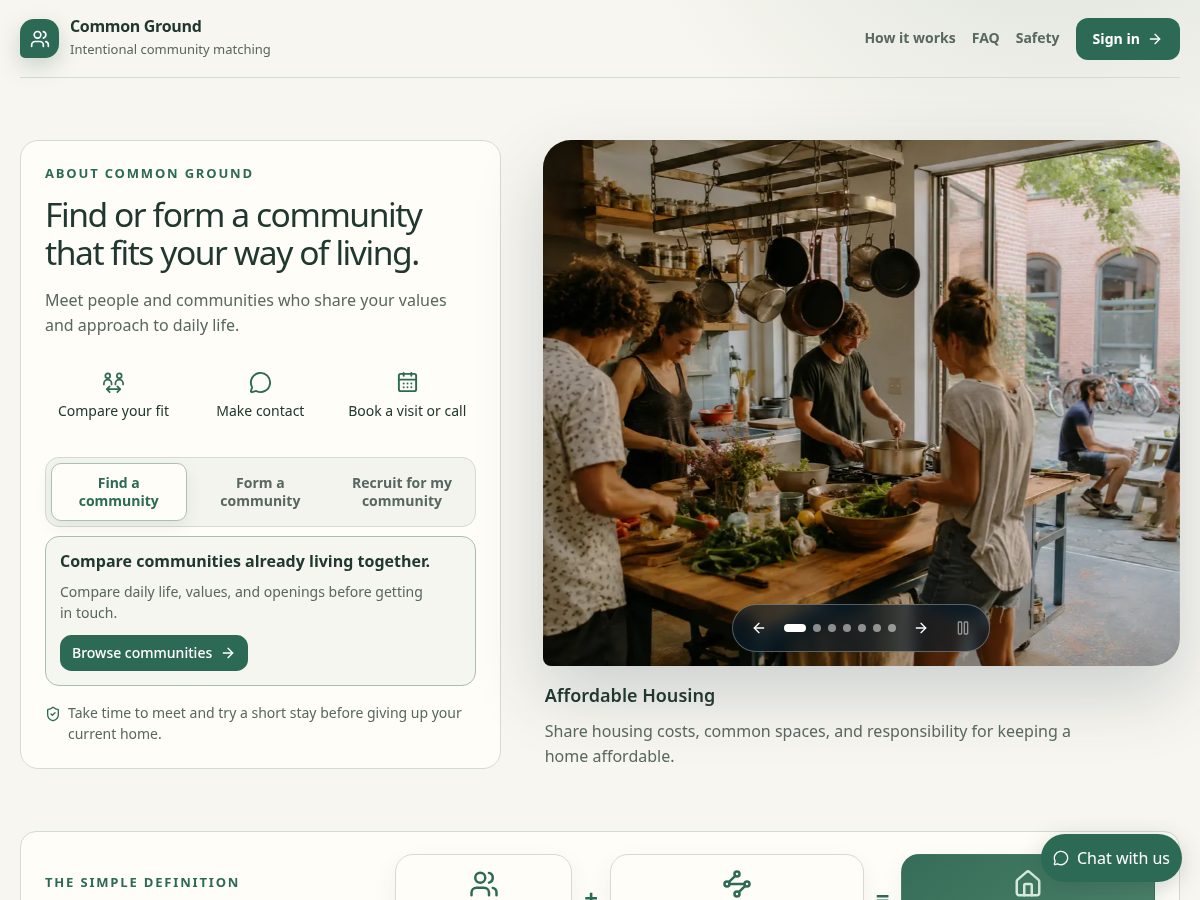Landing-page snapshot of our-commonground.com
