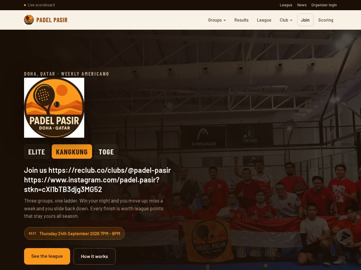 Landing-page snapshot of padelpasir.com