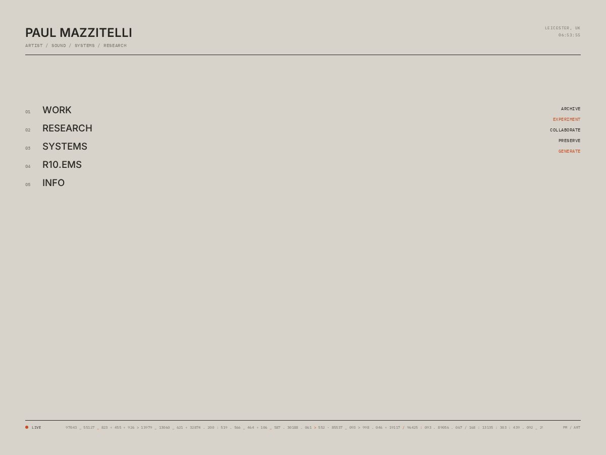 Landing-page snapshot of paulmazzitelli.art