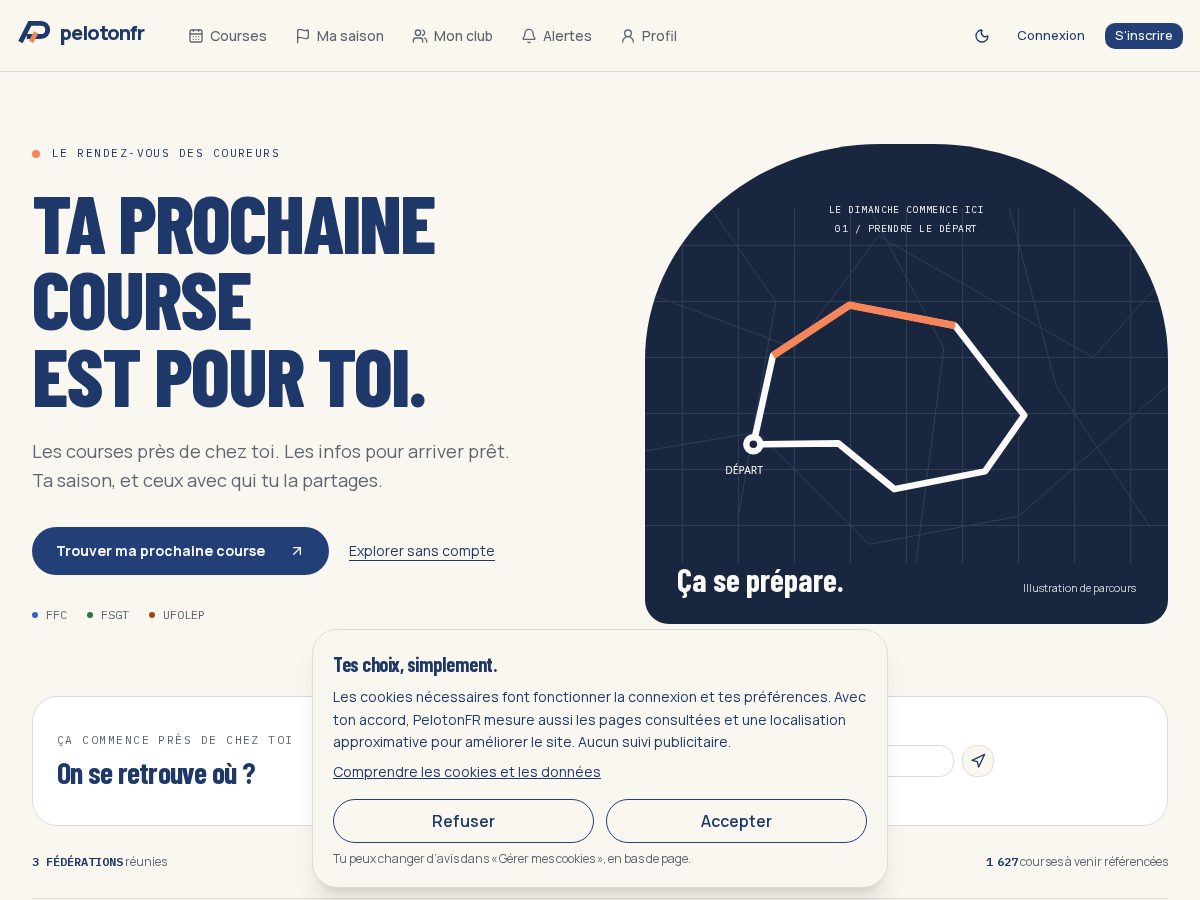 Landing-page snapshot of pelotonfr.com