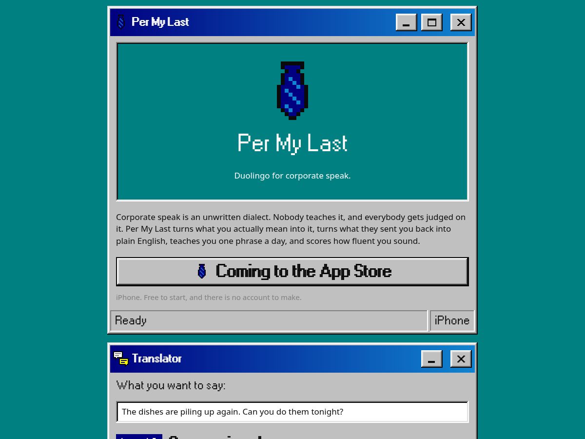 Landing-page snapshot of per-my-last.com