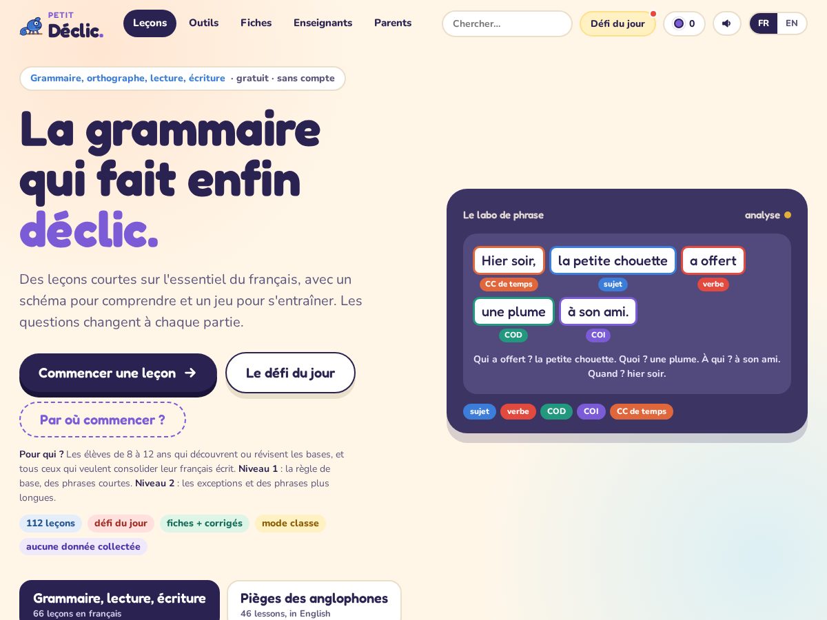 Landing-page snapshot of petitdeclic.com