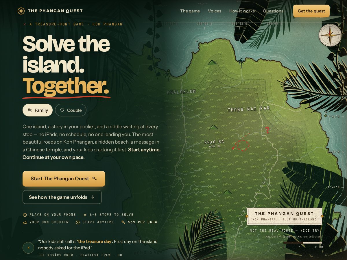 Landing-page snapshot of phanganquest.com