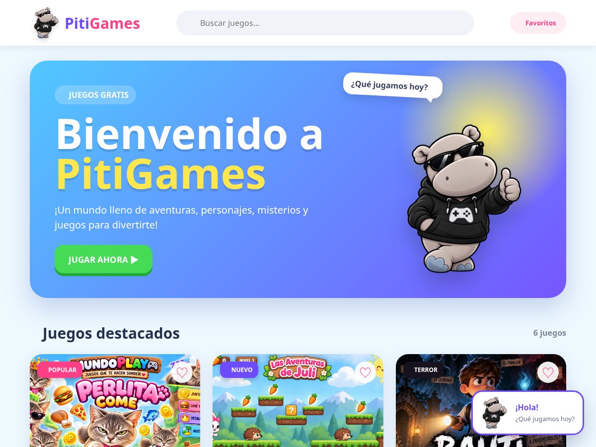 Landing-page snapshot of pitigames.site