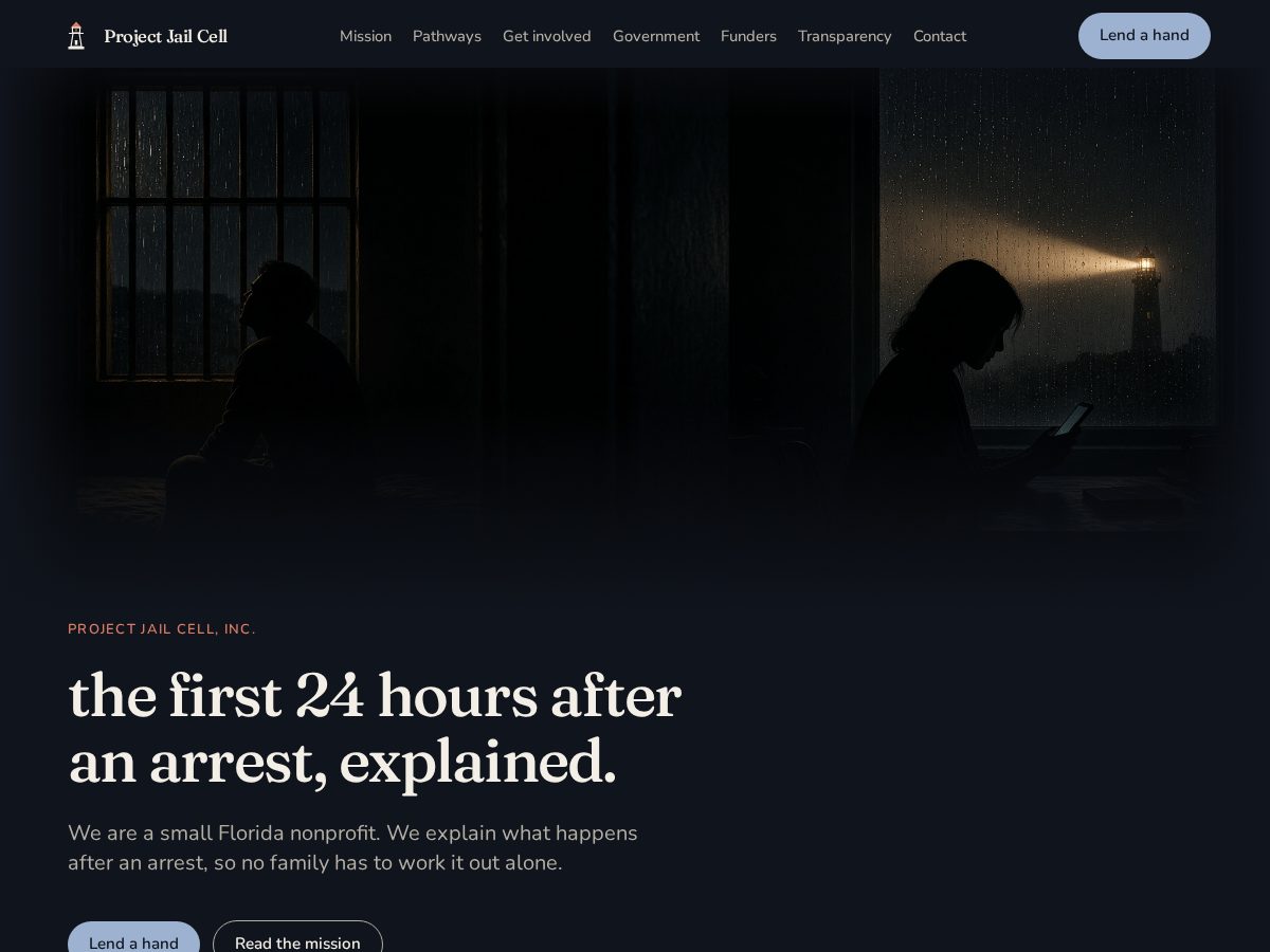 Landing-page snapshot of projectjailcell.org