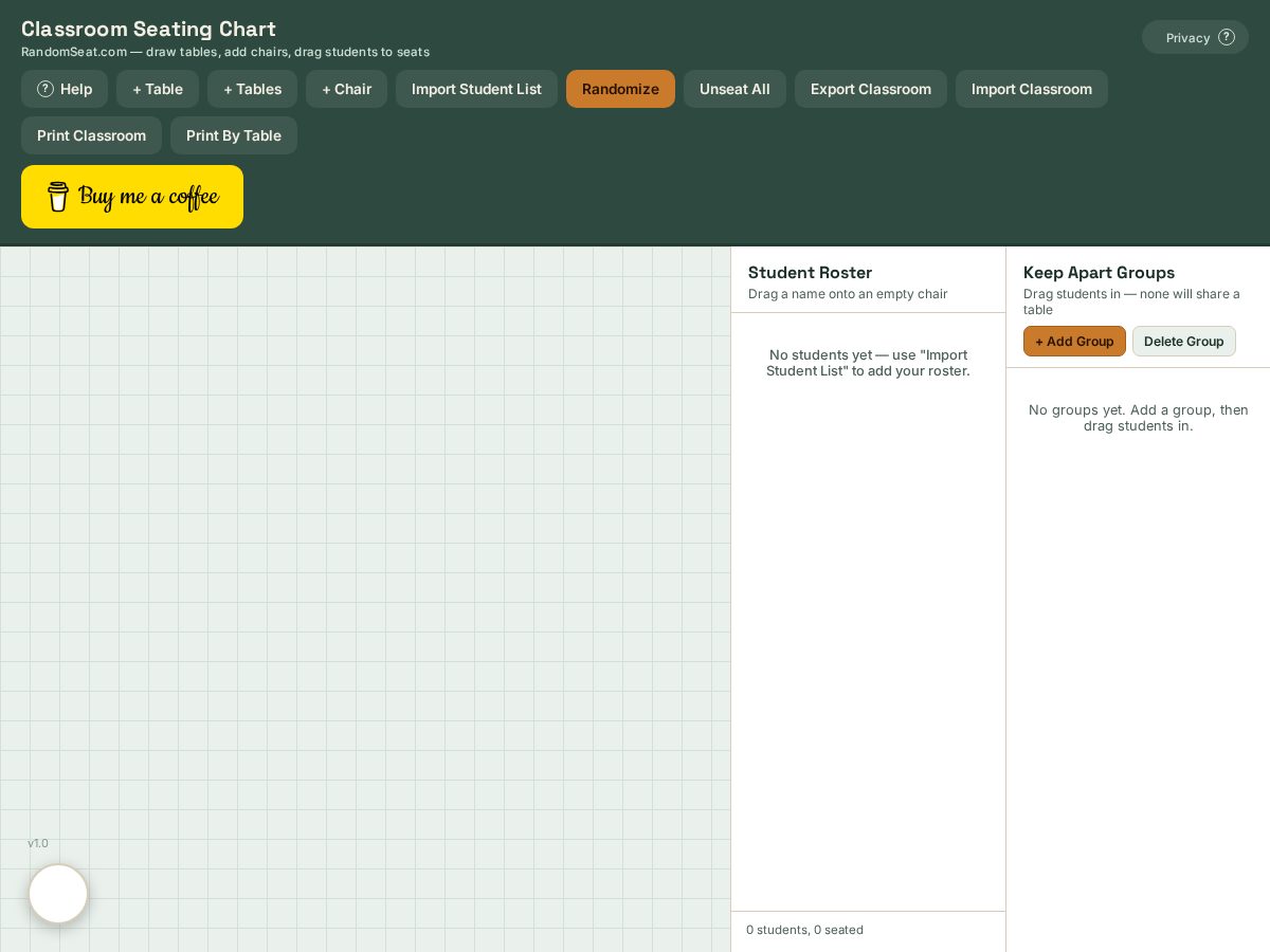 Landing-page snapshot of randomseat.com