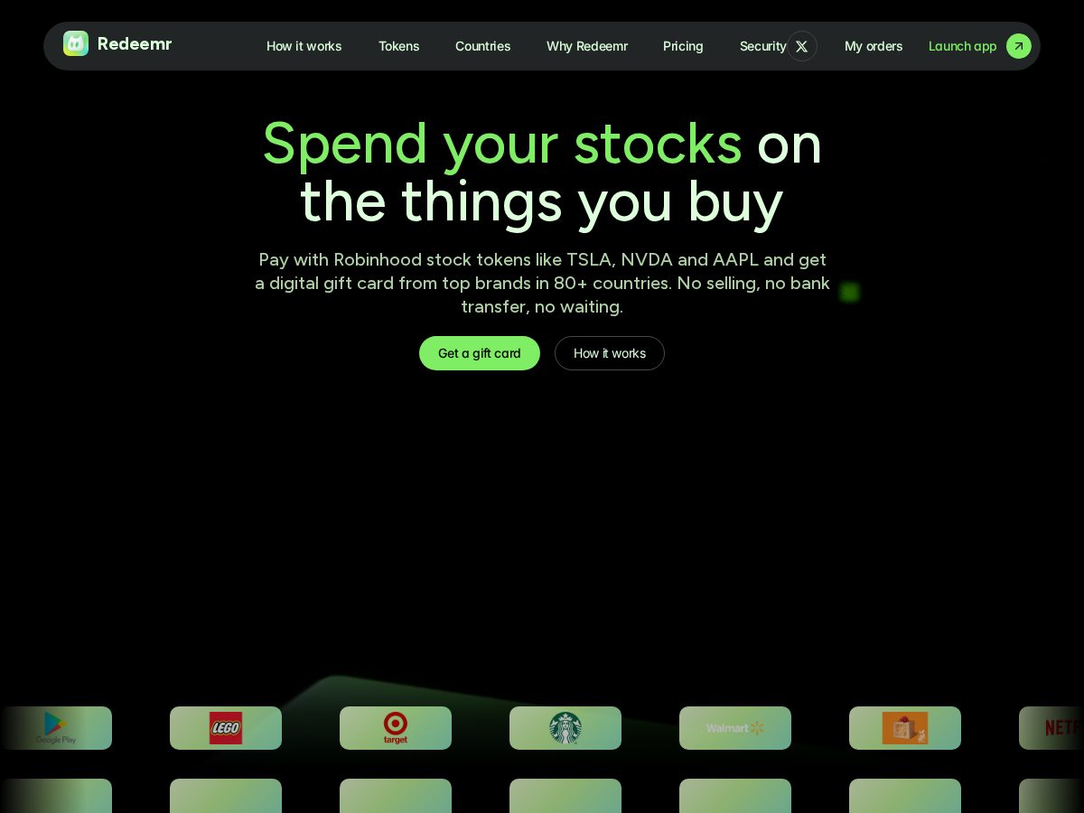 Landing-page snapshot of redeemr.fun