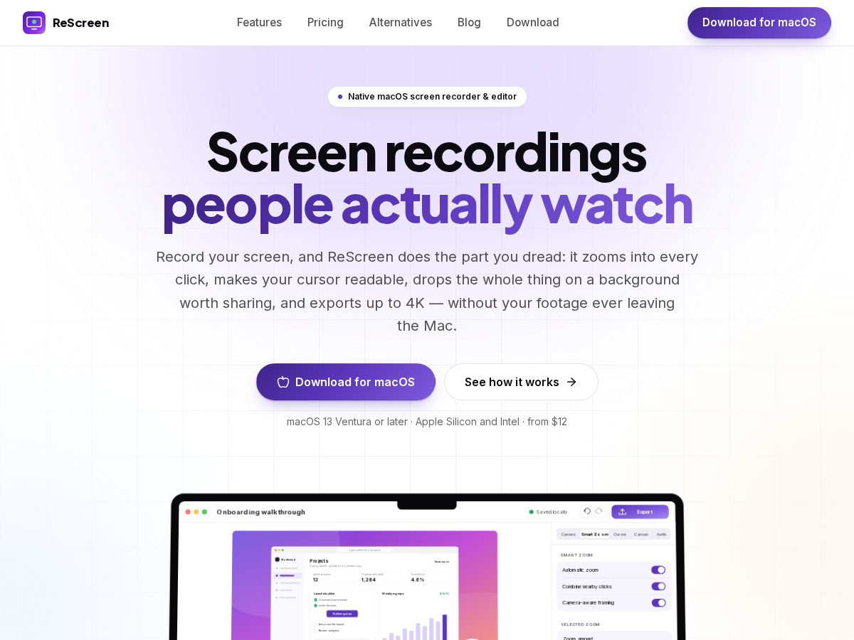 Landing-page snapshot of rescreen.studio