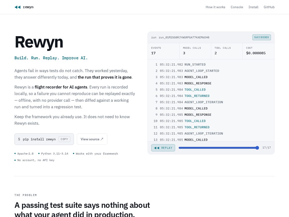 Landing-page snapshot of rewyn.dev