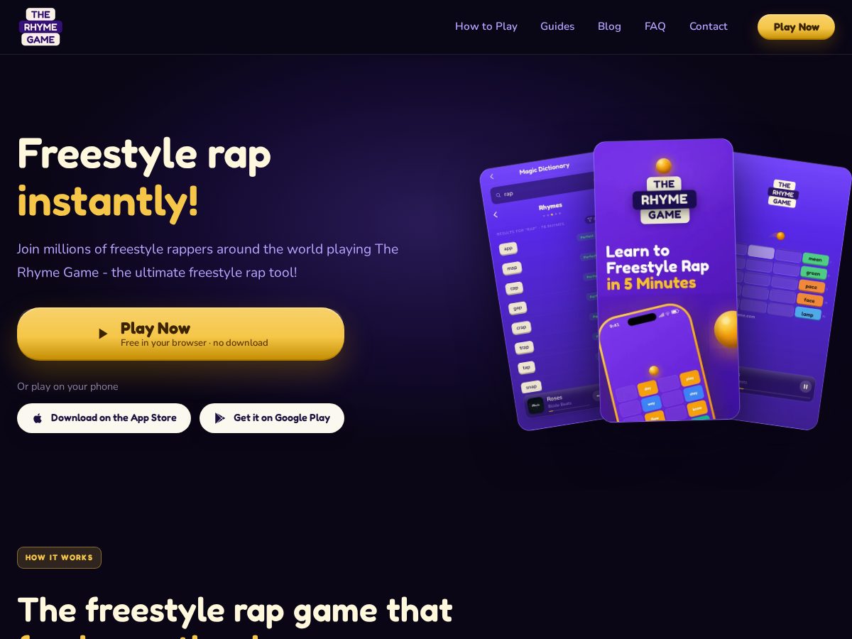 Landing-page snapshot of rhymegane.com