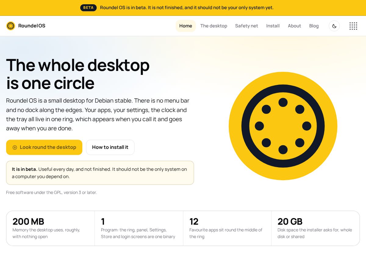 Landing-page snapshot of roundel-os.org