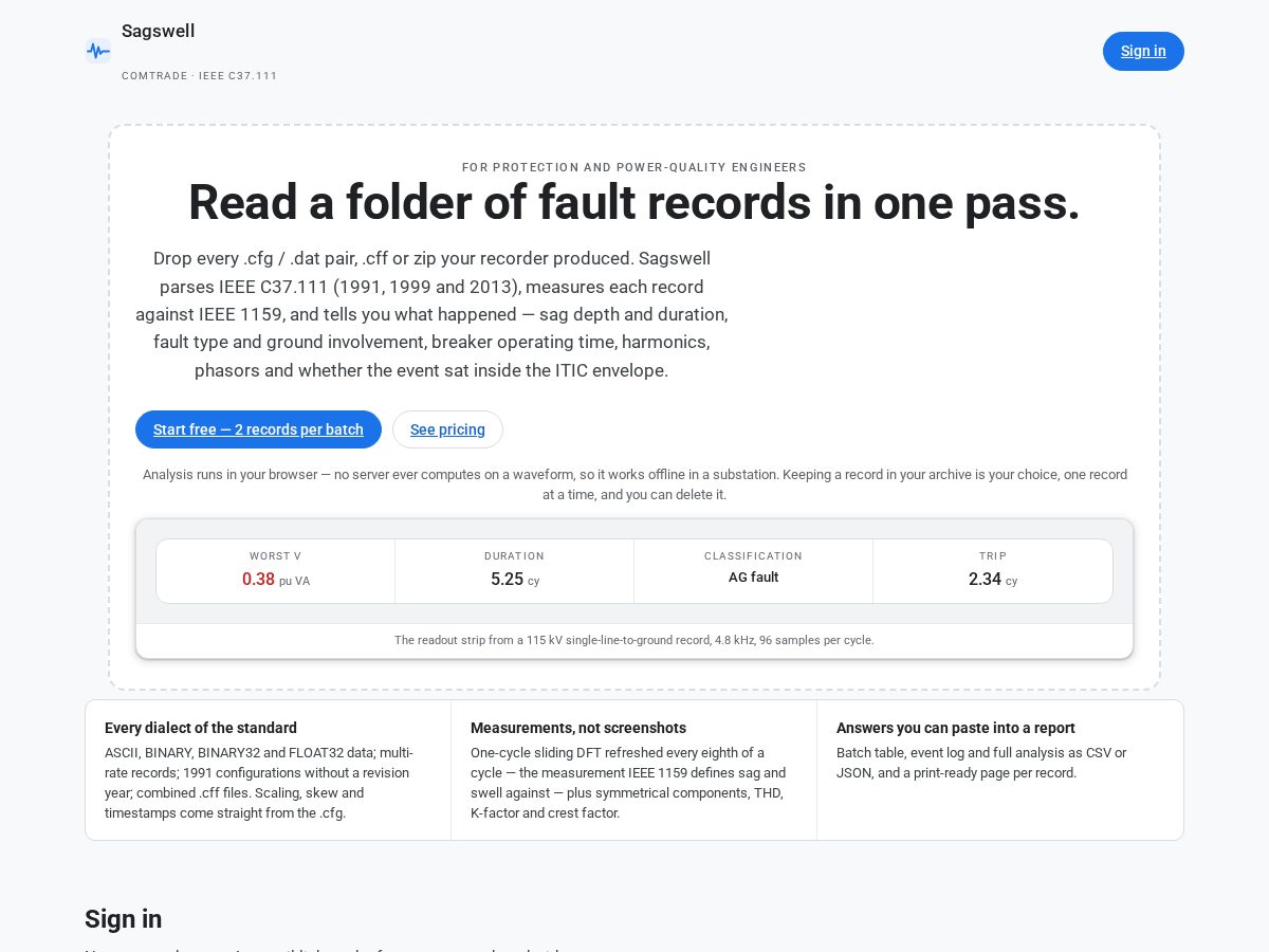 Landing-page snapshot of sagswell.com