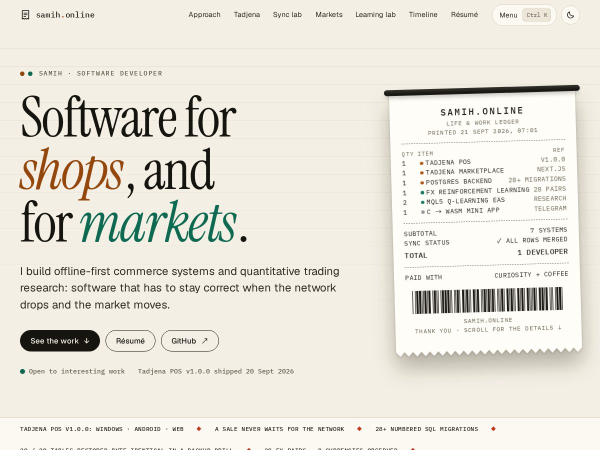 Landing-page snapshot of samih.online