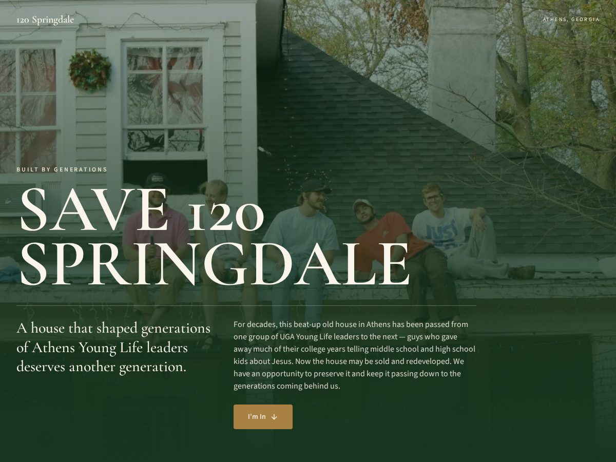 Landing-page snapshot of savespringdale.com