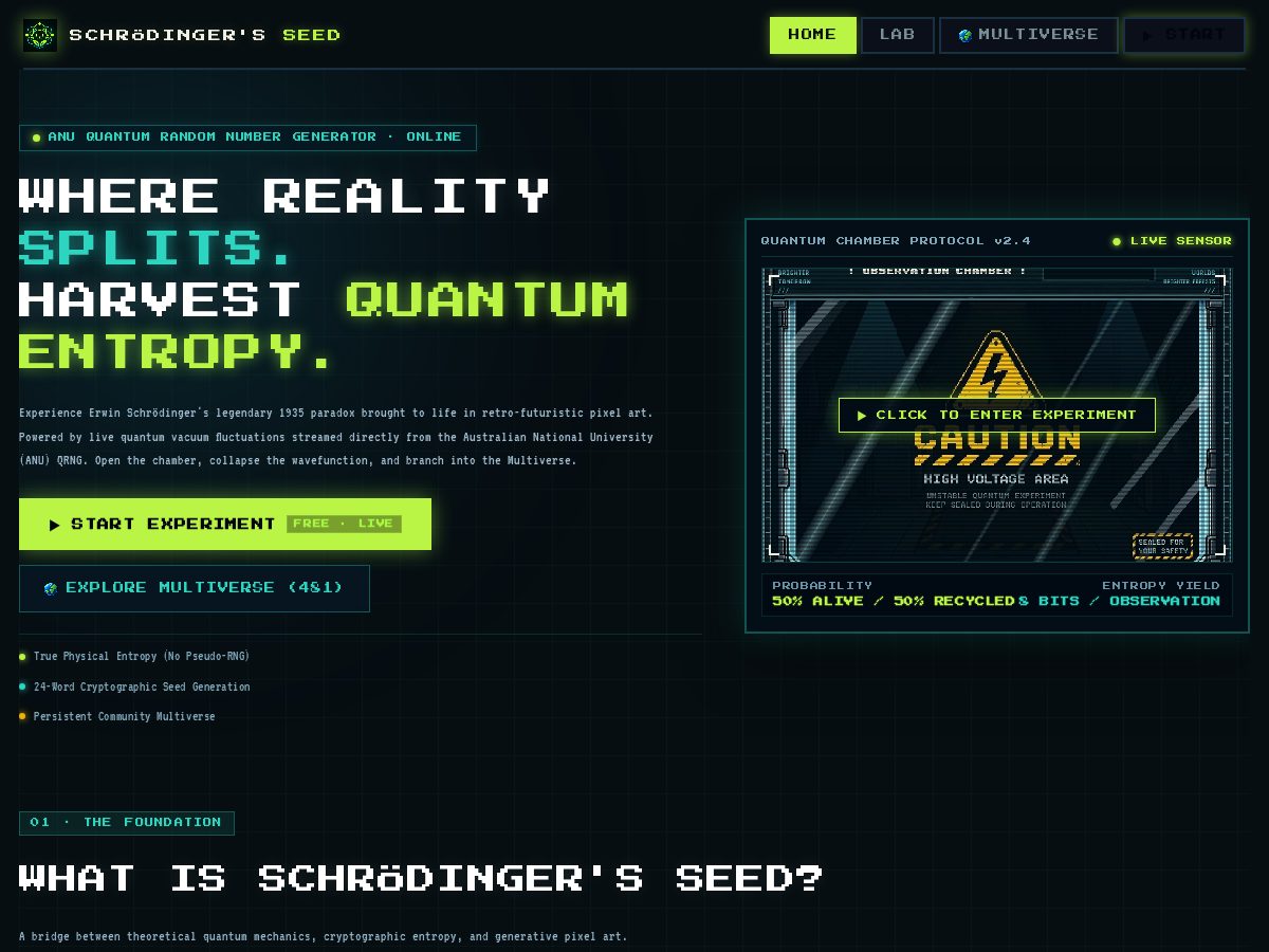 Landing-page snapshot of schrodingercatrng.com