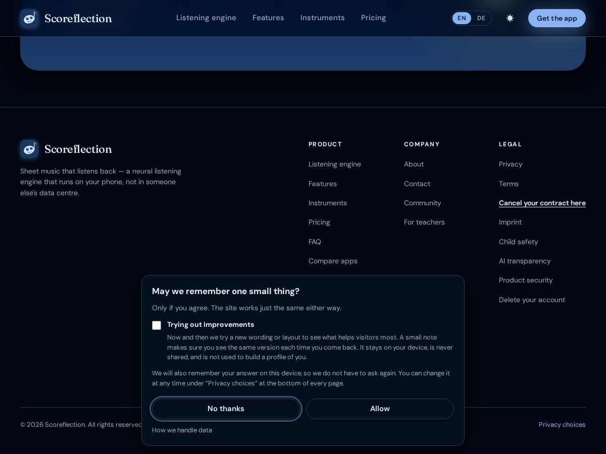 Landing-page snapshot of scoreflection.com