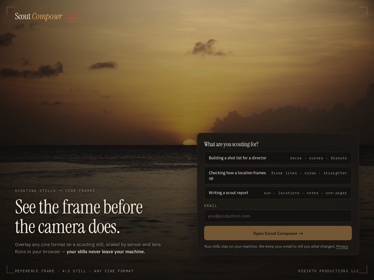 Landing-page snapshot of scoutcomposer.com