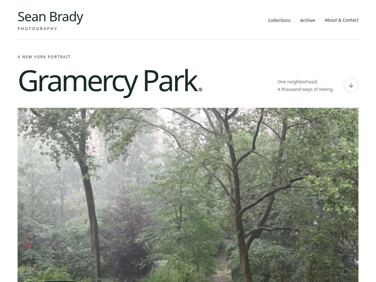 Landing-page snapshot of seanbradyphotography.com
