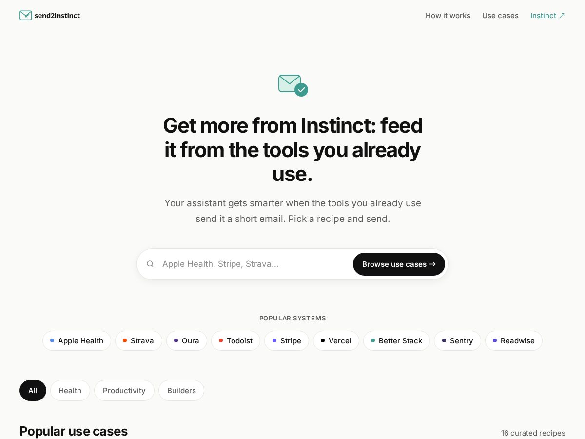 Landing-page snapshot of send2instinct.com
