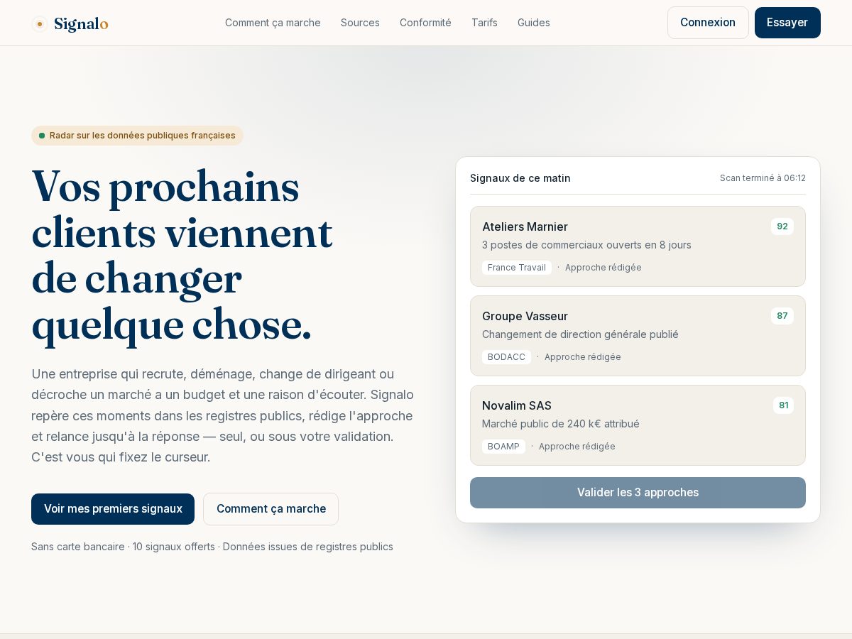 Landing-page snapshot of signal-o.com