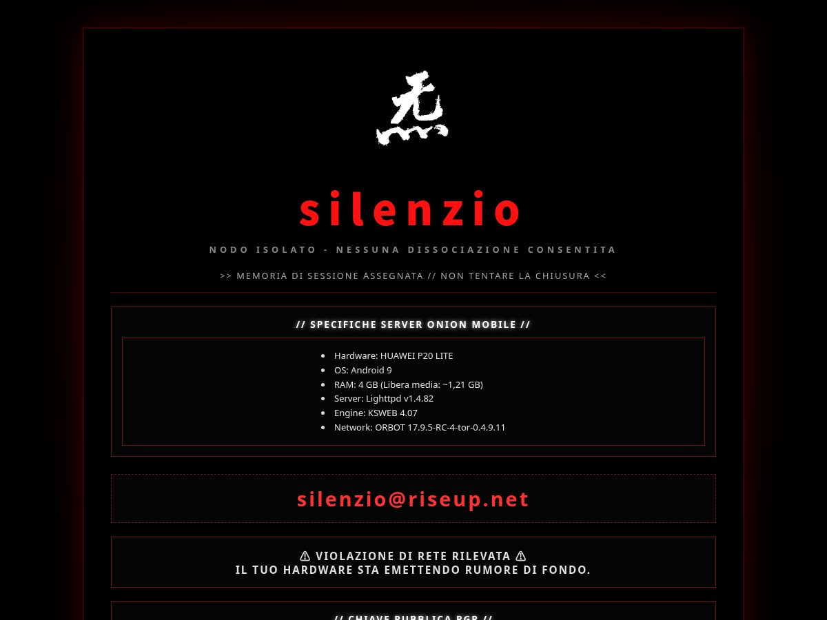Landing-page snapshot of silenzio.biz
