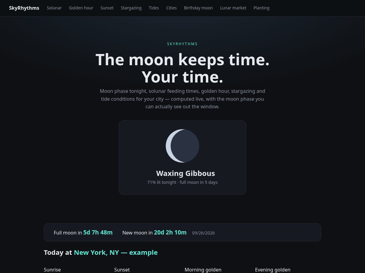 Landing-page snapshot of skyrhythms.com