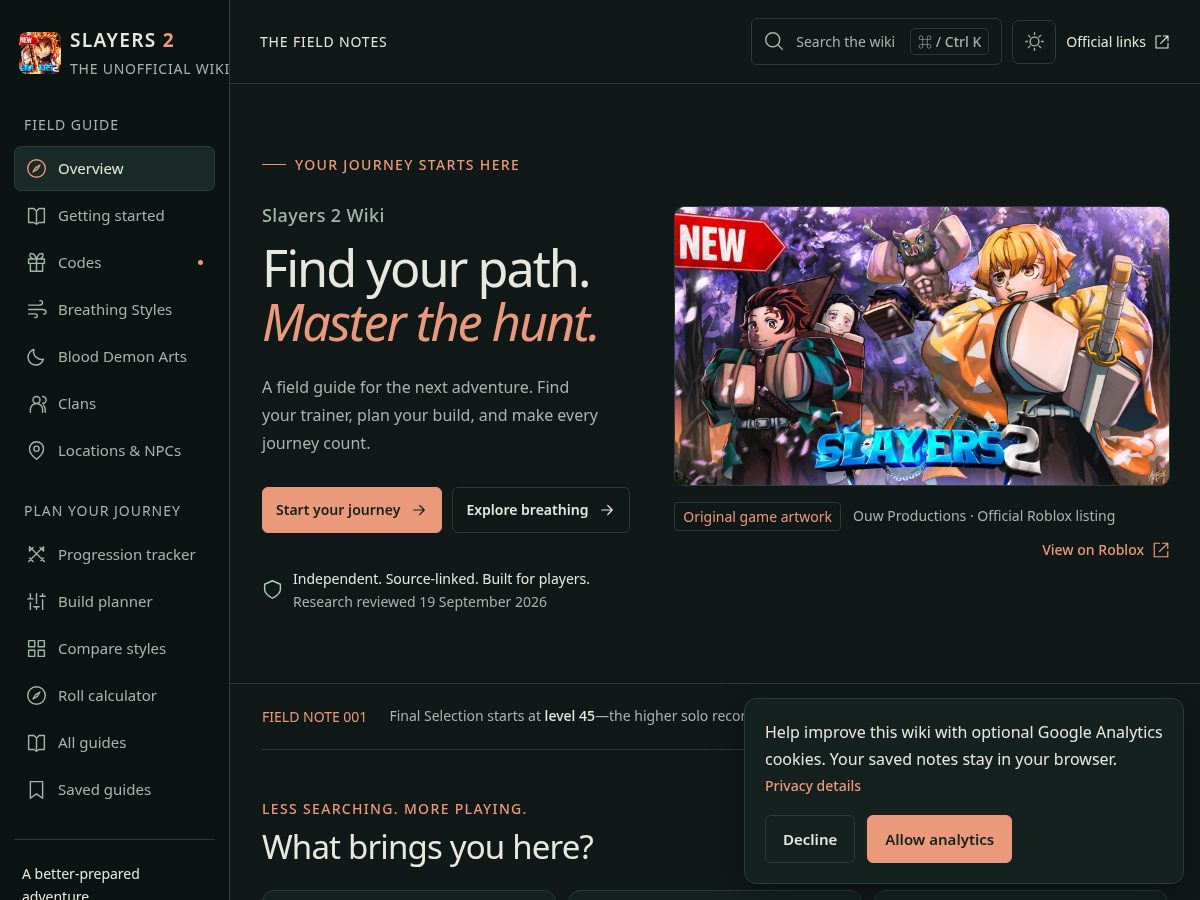 Landing-page snapshot of slayers2.top