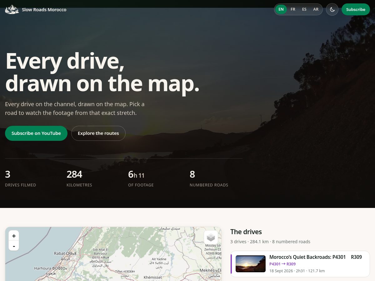 Landing-page snapshot of slowroadsmorocco.com