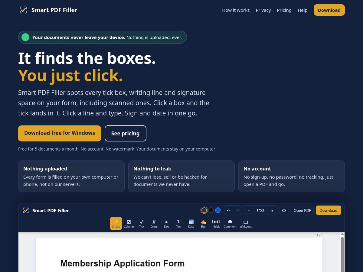 Landing-page snapshot of smartpdffiller.com