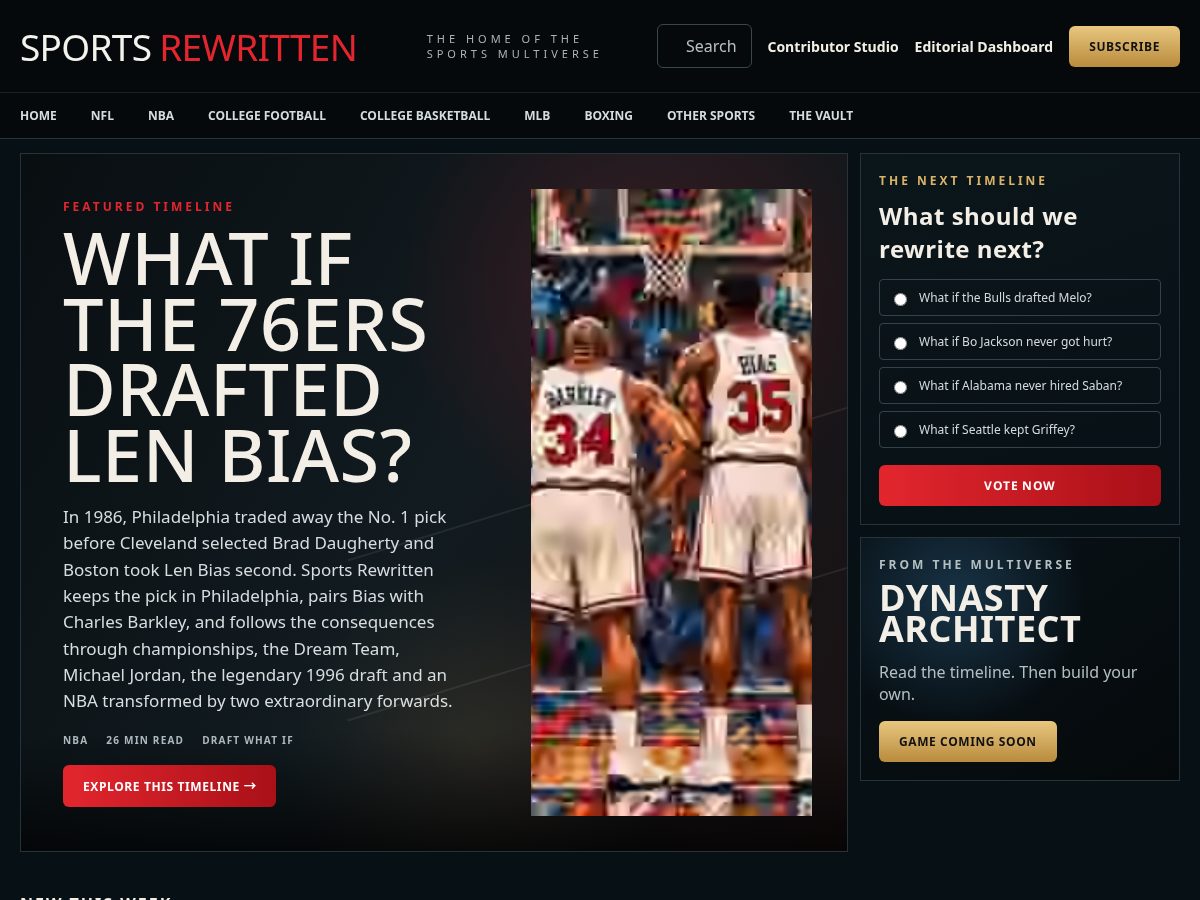 Landing-page snapshot of sportsrewritten.com