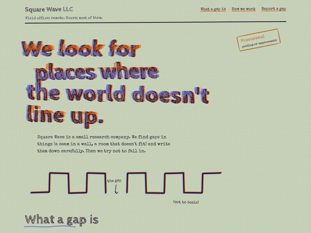 Landing-page snapshot of squarewavellc.com