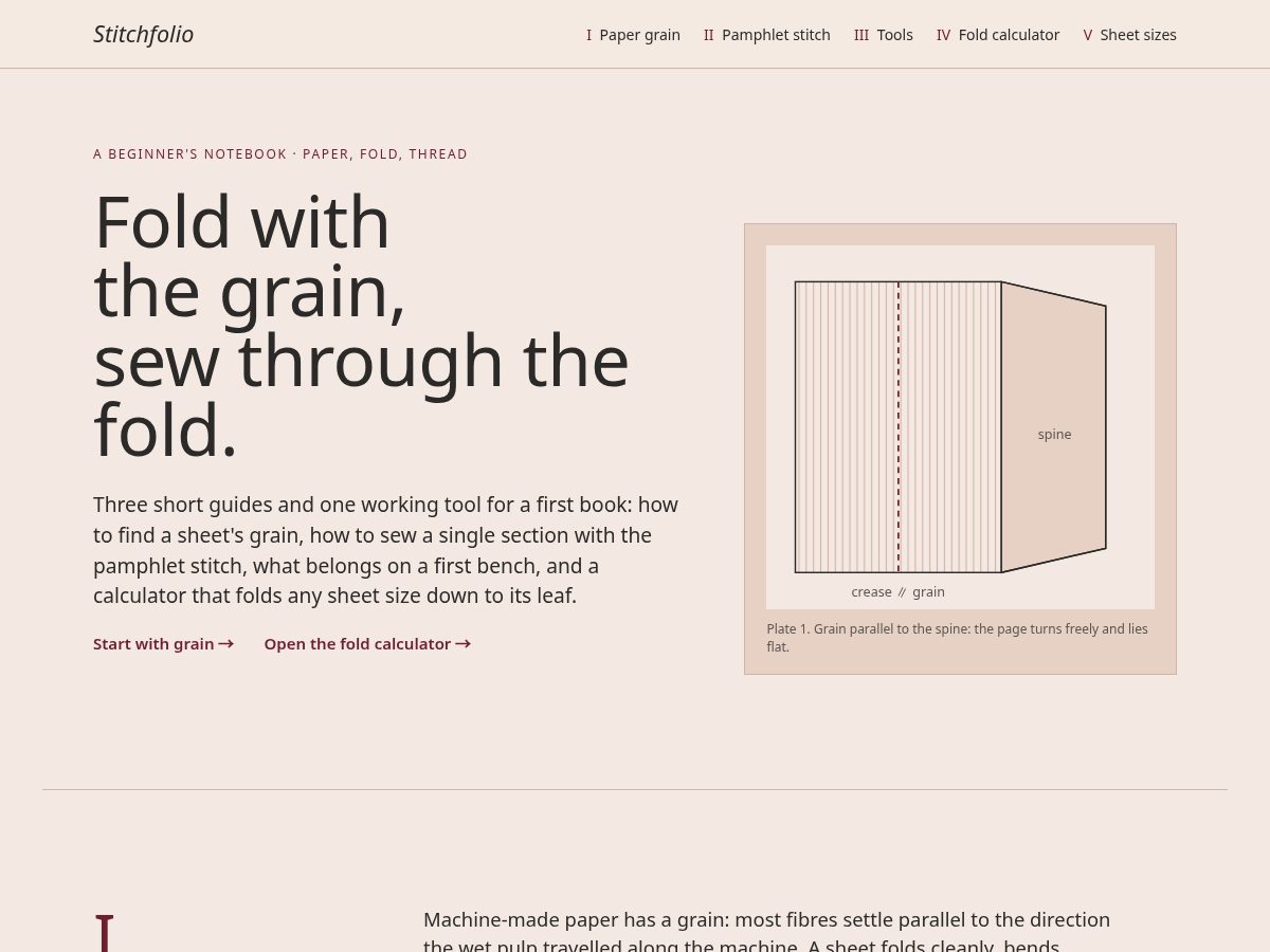 Landing-page snapshot of stitchfolio.space