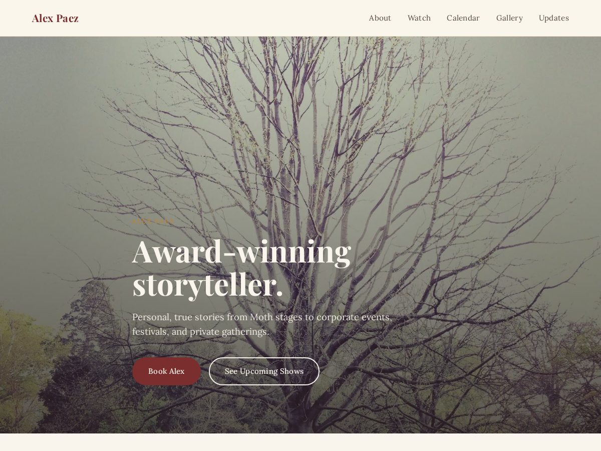 Landing-page snapshot of storytellerpaez.com