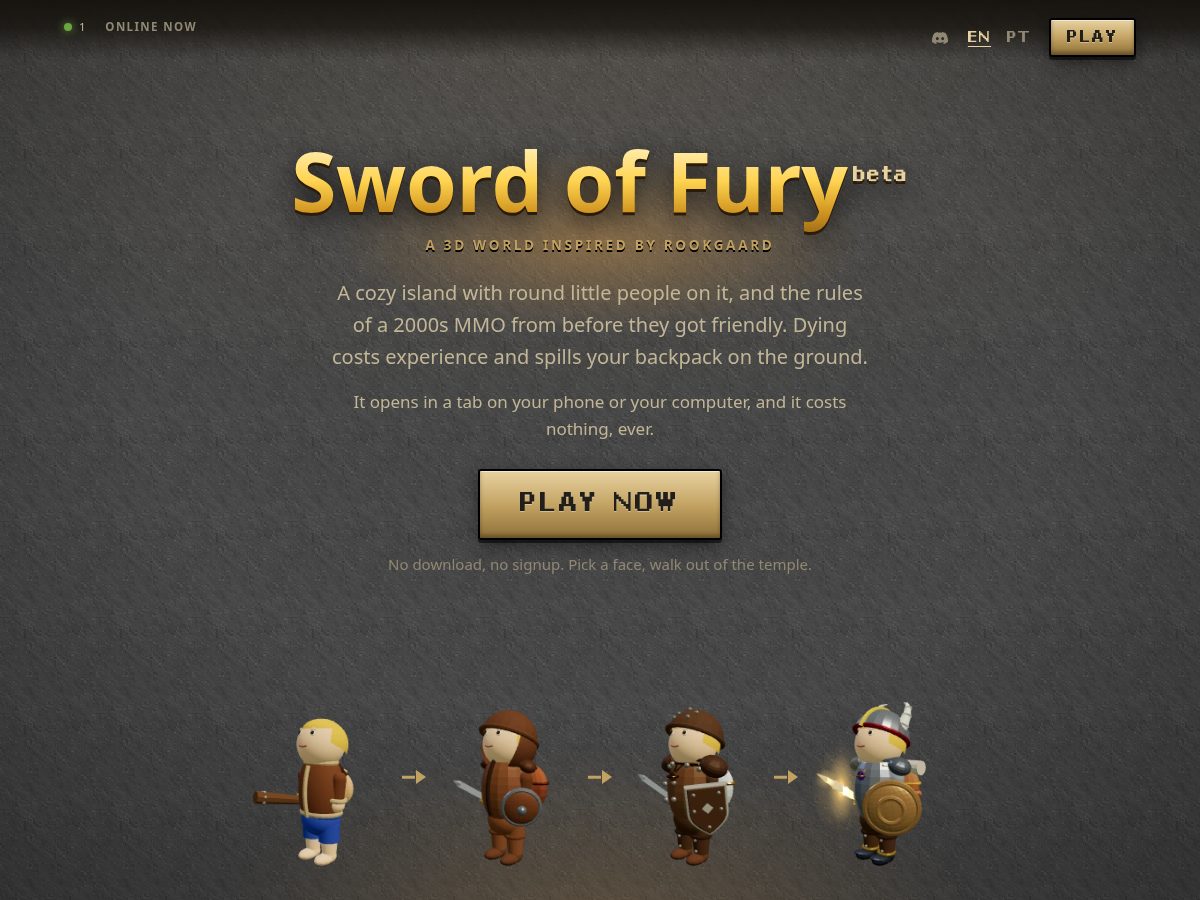Landing-page snapshot of swordoffury.com
