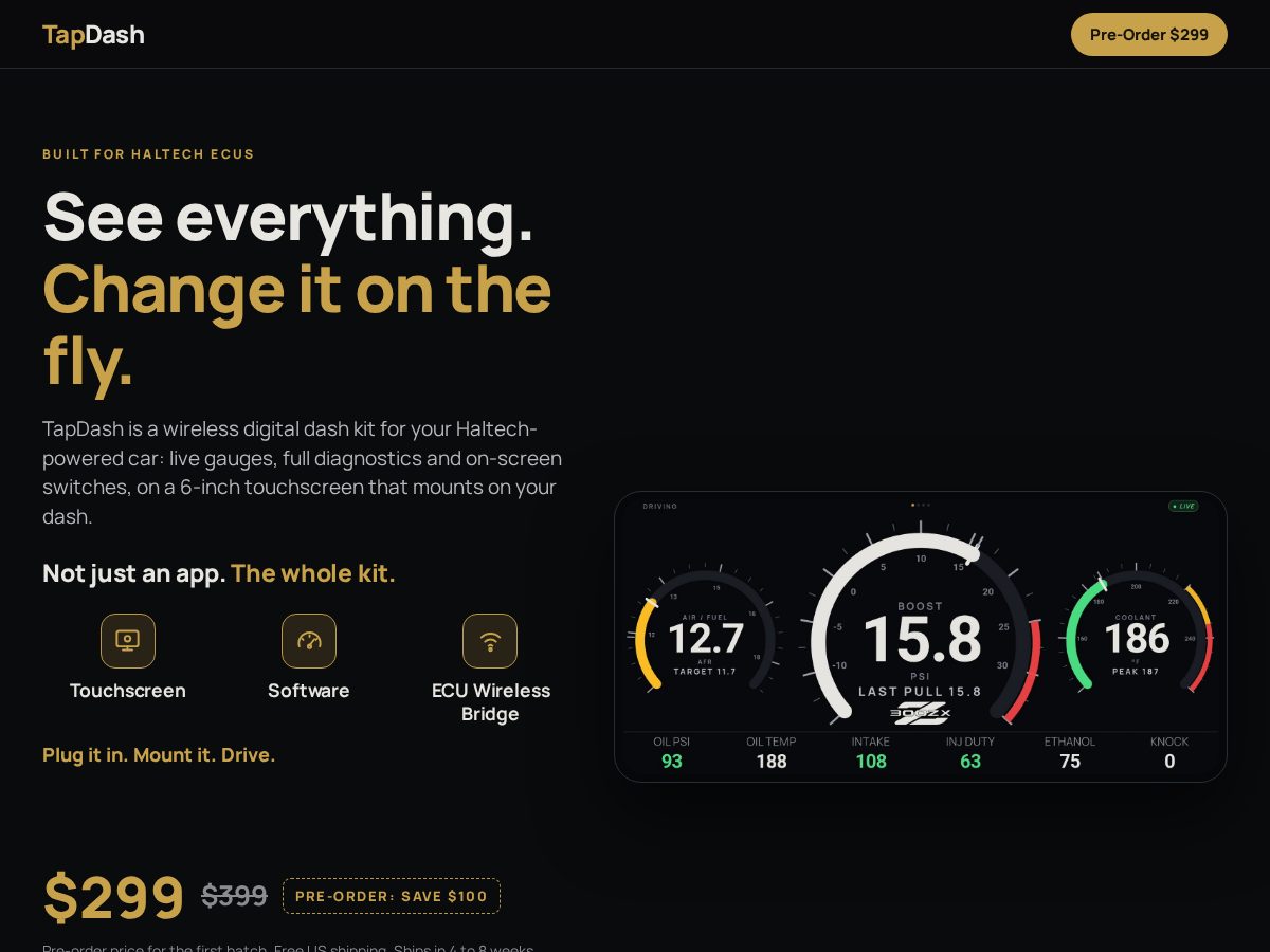 Landing-page snapshot of tapdash.tech
