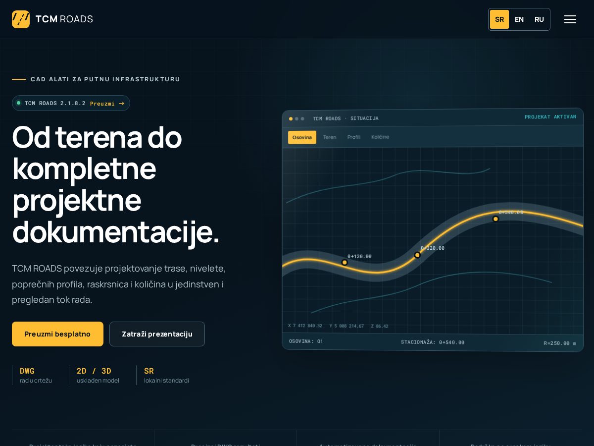 Landing-page snapshot of tcm-inzinjering.com