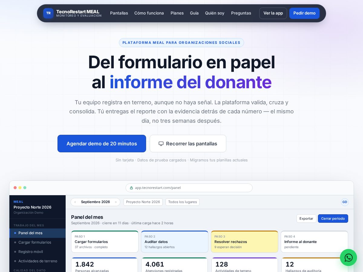 Landing-page snapshot of tecnorestart.com