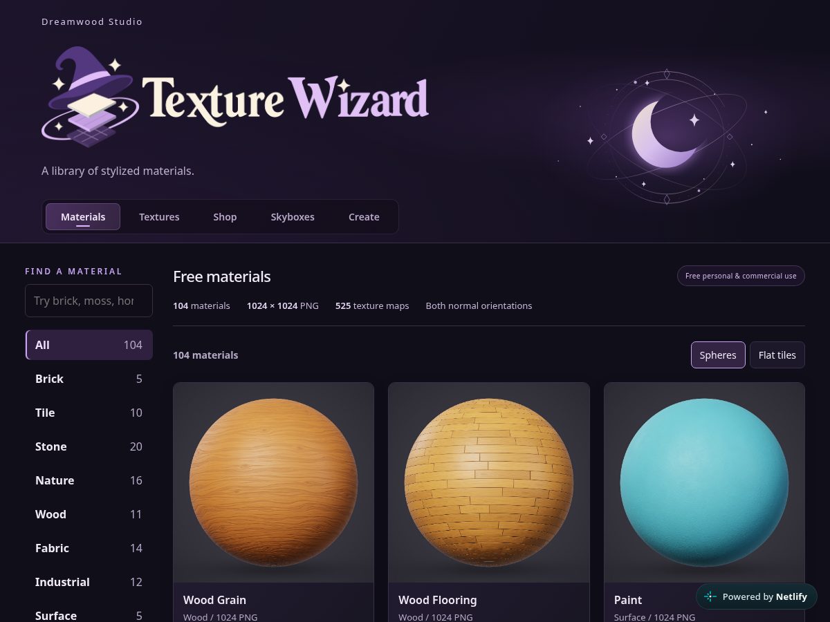 Landing-page snapshot of texturewizard.net
