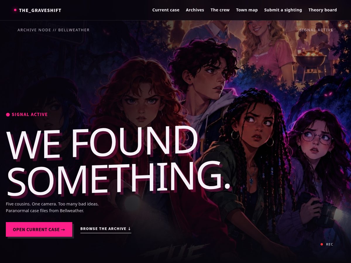Landing-page snapshot of the-graveshift.com